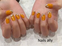 ネイルズアリー 立川店(Nails ally)/ぷっくり×ニュアンス×オレンジ