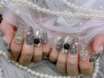 ネイル アリーズ セカンド(nail Allies 2nd)/ツイード 黒 イニシャル