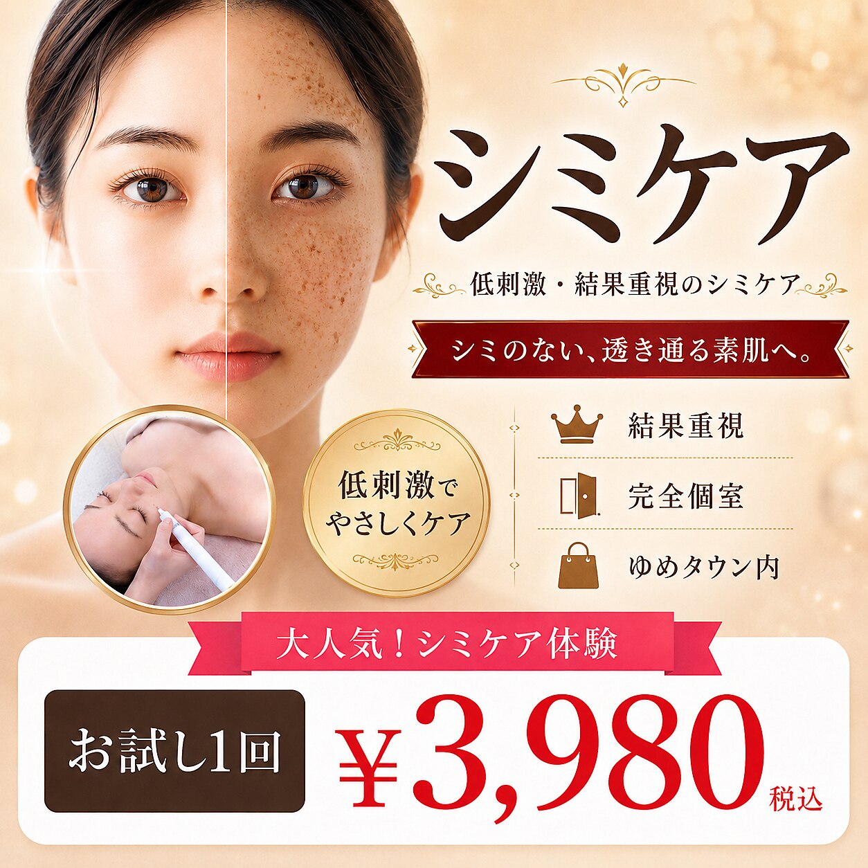 【40代からのシミケア】低刺激ペンシルで気になるシミを集中体験 60分\3,980