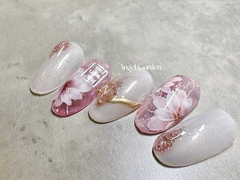 エンジェルガーデンネイル 池袋店(Angelgarden nail)/春新作♪手書き花|牡丹