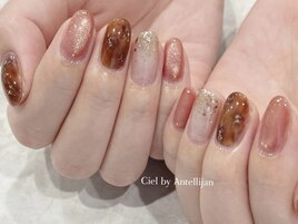 べっこうキラキラネイル