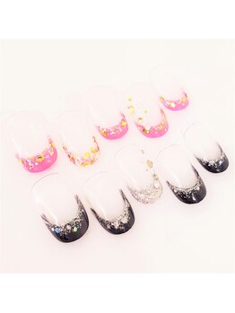 ネイルサロン クイール 小山店(NAIL SALON QUILL)/フレンチ＋ラメがけ