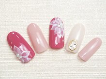 ラピスト ネイル(Lapist nail)/ピンク×フラワーアート