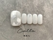 カラネイル 南森町店(calla nail)/フット乳白色×水彩