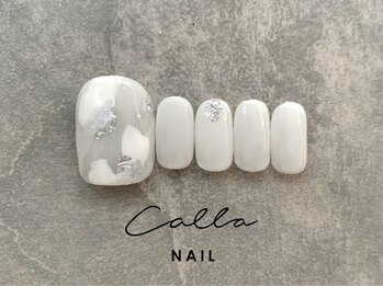 カラネイル 南森町店(calla nail)/フット乳白色×水彩