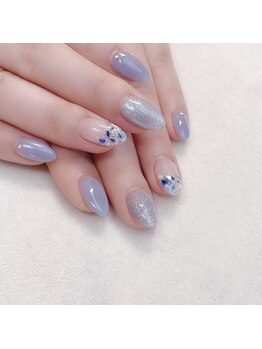 ピオニーネイル(peony nail)/ブルーマグ＆ドライフラワー