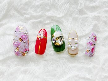 ネイリシャス(NAILICIOUS)/フラワー&クリスマスカラー