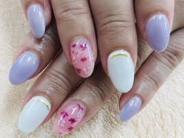 （藤原）パープル×押花ネイル