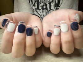 ネイビー クリアネイル シンプル