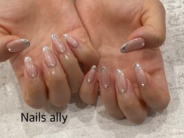 ガラスフレンチ×ビジュー×夏