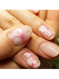 桜アート　フラワーネイル　ホロ
