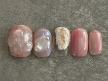 カラネイル 南森町店(calla nail)/ぷっくりお花　偏光パール