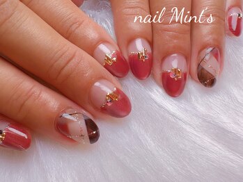 ネイルミンツ(nail Mint’s)/チェック柄☆秋ネイル