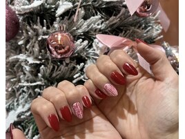 ツイードネイル/赤/クリスマス