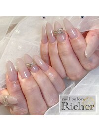 ジェル長さだしピンク×シンプル