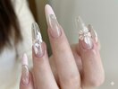 フレンチと立体フラワーネイル