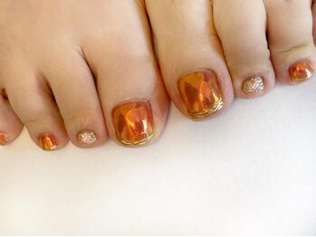 キラネイル アンド アイラッシュ by World Beauty(KIRA)/オレンジフットネイル