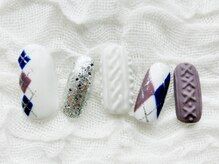 ネイリシャス(NAILICIOUS)/冬の定番ホワイトニットネイル