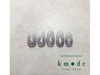 ケイモードネイル(kmode)/ホワイトグラデにラメネイル