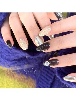 ネイルスペース ジェイズ ピンキー(NAIL SPACE J's PINKY)/シルバーミラーネイル