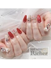 エスフィーネイルサロン リシェル(Esfy nailsalon Richer)/ジェル　ツリー×ツイードネイル