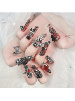 地雷系ネイル、長さだし