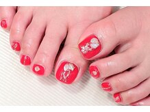 ネイルパキラ(nail pachira)/赤とゴールドのぷっくりアート