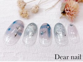 ブルーチェック×雪の結晶