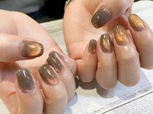 ネイルアルケー(Nail ARCHE)/グレージュ×オレンジマグネット