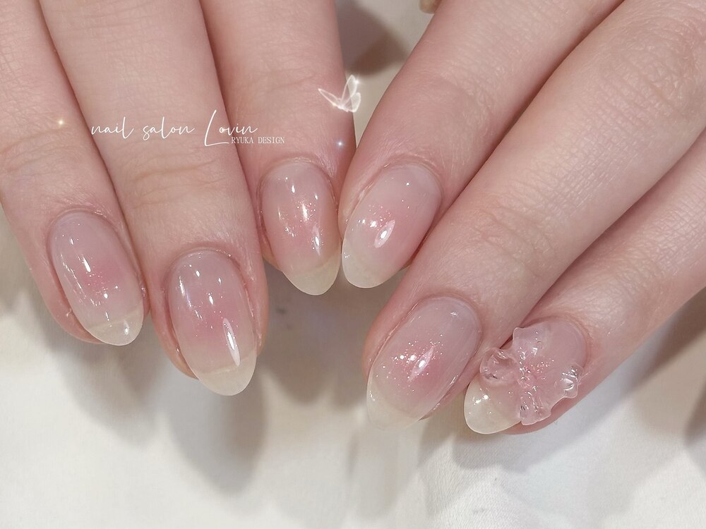 No．34 ネイルチップ 現品 ハンドメイド チーク ピンク ちゅるん  