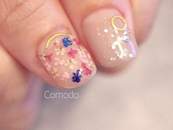 ネイル アトリエ コモード(nail atelier Comodo)/押し花ネイル [ルージュブーケ]