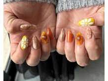 ランダネイル(LANDA. nail)/ぷっくりフラワーネイル