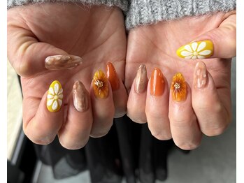 ランダネイル(LANDA. nail)/ぷっくりフラワーネイル