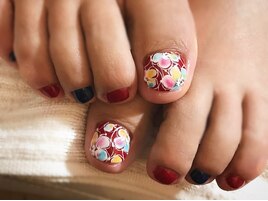 手書きジェルフラワーネイル♪