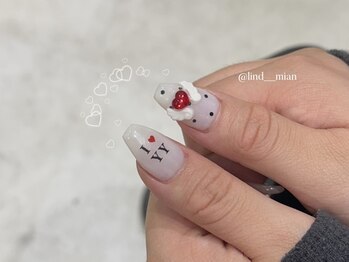 リンドネイル バイ モカ アンド ララ(Lind nail by moca and LaLa)/【mian】天使のハートネイル