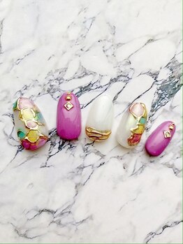 プラスジャム(Plus Jam)/ミラー模様ネイル♪