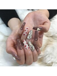 バレンタインネイル