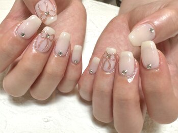 デューネイルスタジオ(dew nail studio)/ぷっくりリボンピンク