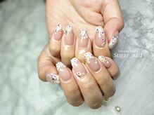 シュガーネイル(sugar nail)/お花でフレンチ