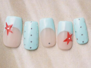 アイネイルズ 天神今泉店(I-nails)/水色フレンチ星design
