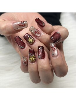 クリスマスリボンネイル