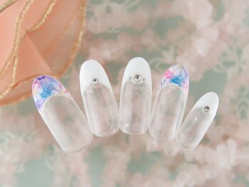 シューズネイルプロデュース/タイダイフラワーフレンチ