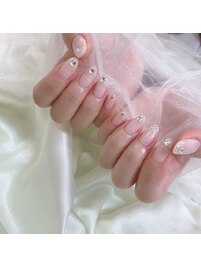 ワンホンネイル　フレンチ　ラメ