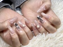 ミミネイル 野芥店(Mimi Nail)/黒リボンデザイン