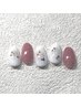 【5月MOKA限定】ピンク押し花ネイル　甘皮ケア付き￥6600