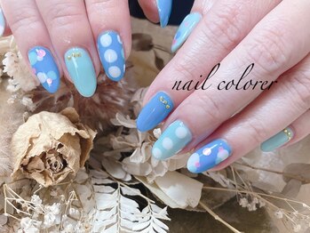 クロレ(colorer)/水玉ネイル/ドット/ブルーネイル