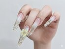 金箔グラデと立体フラワーネイル