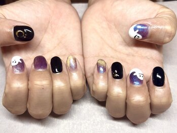 パープルの爪屋/おばけハロウィンネイル