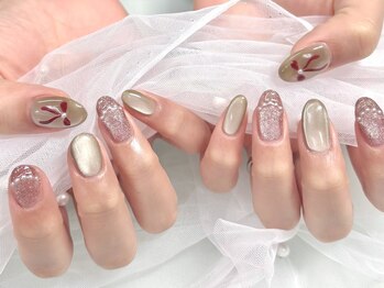 ネイルネージュ 錦糸町(Nail Neige)/クリスマスデザイン/リボン