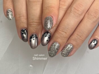 シマー(Shimmer)/ブラックバレンタインネイル
